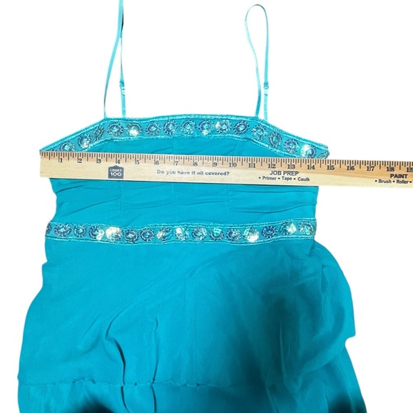 Blue Y2K Sequin Chiffon Cami Babydoll Top Medium - Picture 6 of 6